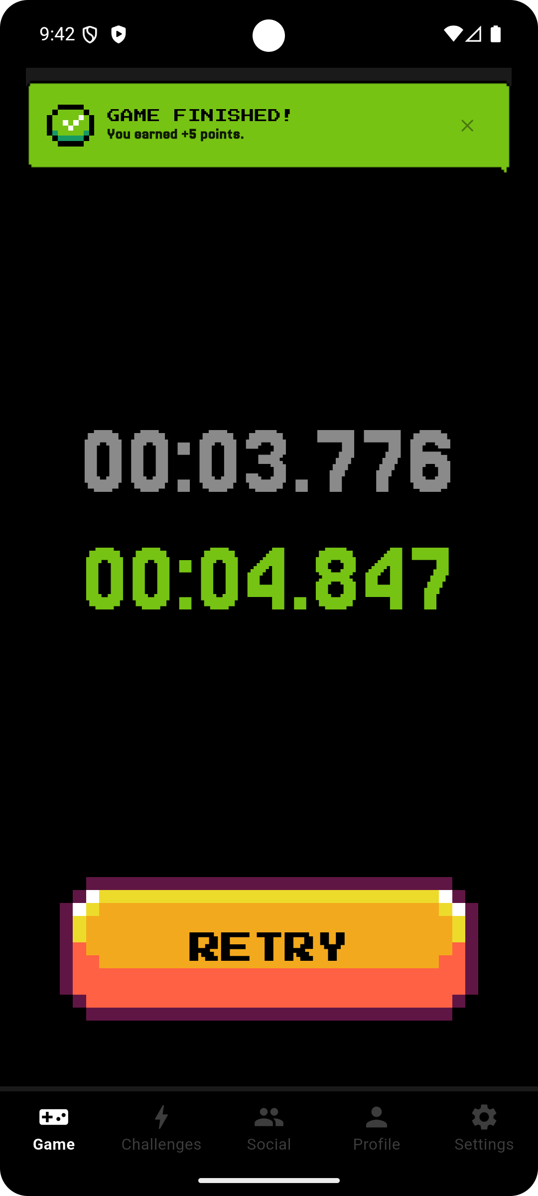 Timer screen