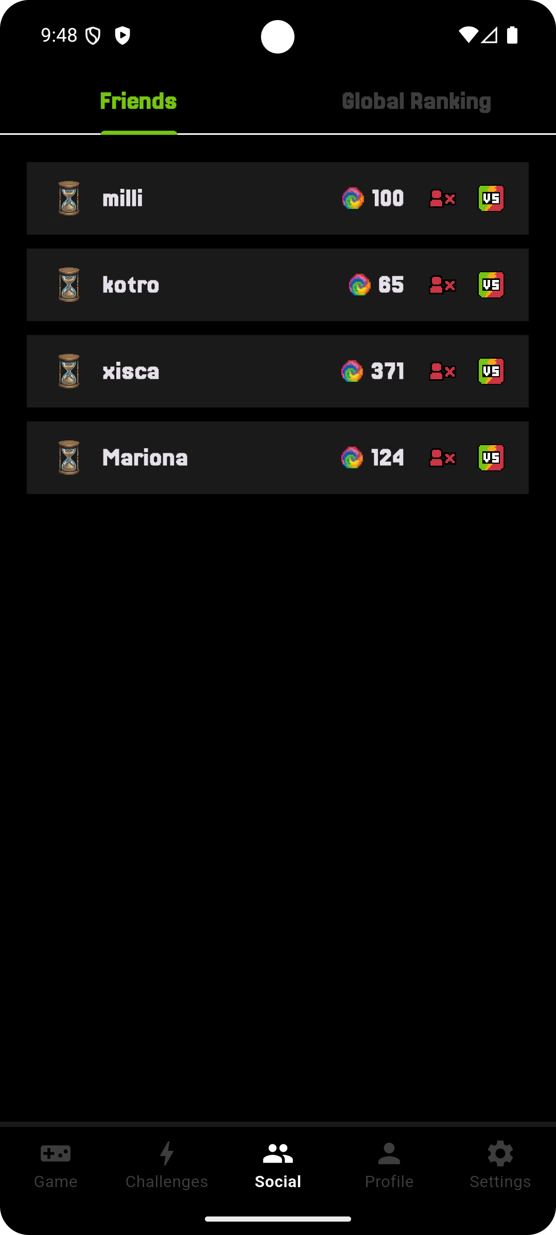 Ranking screen